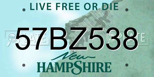 57BZ538 New Hampshire License Plate