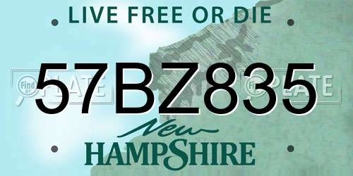 57BZ835 New Hampshire License Plate