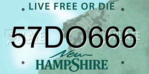 57DO666 New Hampshire License Plate