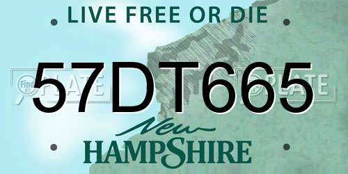 57DT665 New Hampshire License Plate