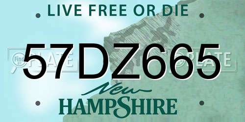 57DZ665 New Hampshire License Plate