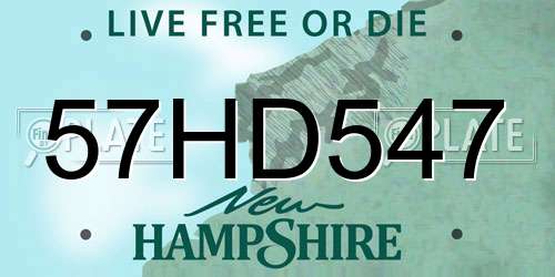 57HD547 New Hampshire License Plate