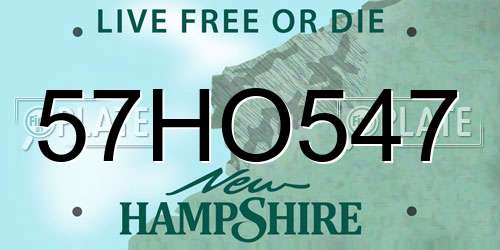 57HO547 New Hampshire License Plate