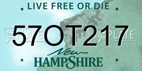 57OT217 New Hampshire License Plate