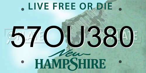 57OU380 New Hampshire License Plate