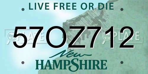 57OZ712 New Hampshire License Plate