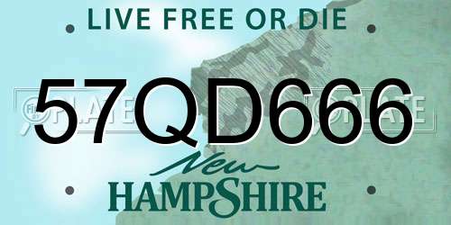 57QD666 New Hampshire License Plate