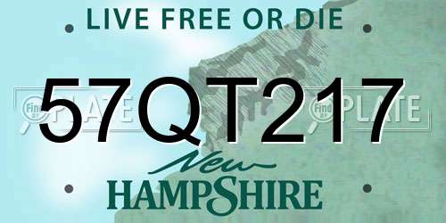 57QT217 New Hampshire License Plate