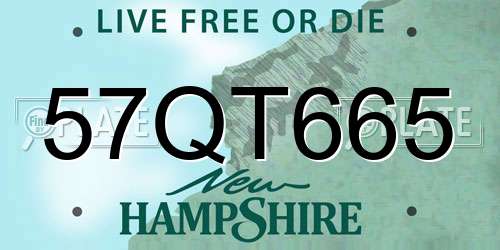 57QT665 New Hampshire License Plate