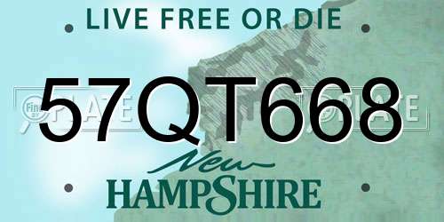 57QT668 New Hampshire License Plate
