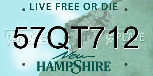 57QT712 New Hampshire License Plate