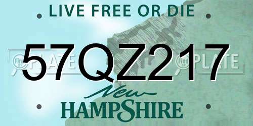 57QZ217 New Hampshire License Plate