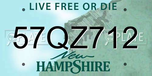 57QZ712 New Hampshire License Plate