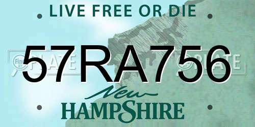 57RA756 New Hampshire License Plate