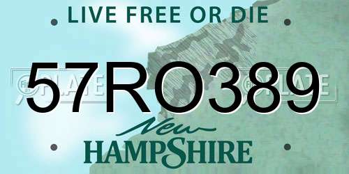 57RO389 New Hampshire License Plate