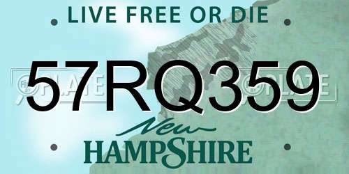 57RQ359 New Hampshire License Plate