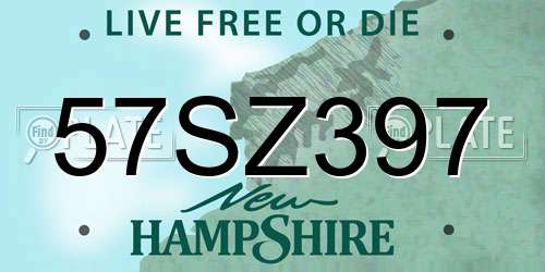 57SZ397 New Hampshire License Plate