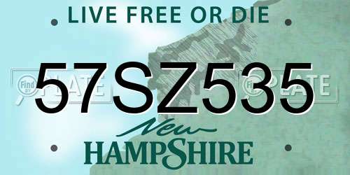 57SZ535 New Hampshire License Plate