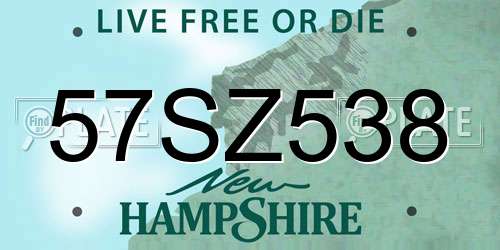57SZ538 New Hampshire License Plate