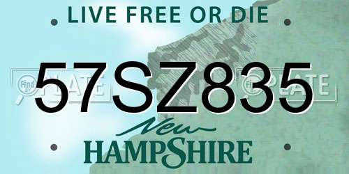 57SZ835 New Hampshire License Plate