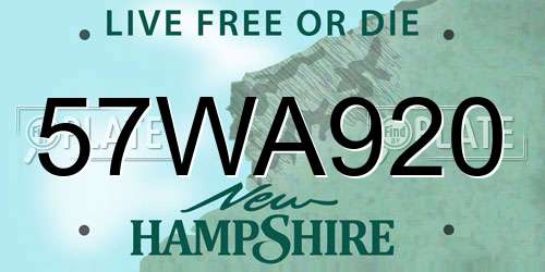 57WA920 New Hampshire License Plate