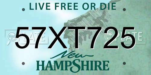 57XT725 New Hampshire License Plate