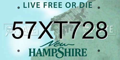 57XT728 New Hampshire License Plate