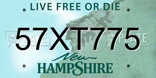 57XT775 New Hampshire License Plate