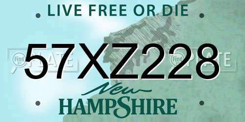 57XZ228 New Hampshire License Plate