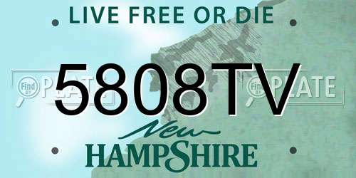 5808TV New Hampshire License Plate