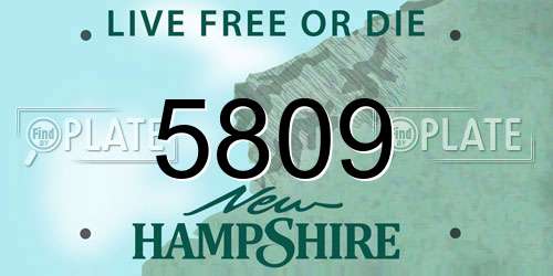 5809 New Hampshire License Plate