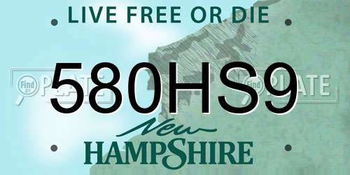 580HS9 New Hampshire License Plate