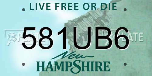 581UB6 New Hampshire License Plate