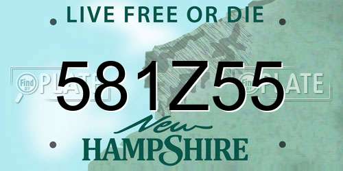 581Z55 New Hampshire License Plate