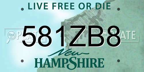 581ZB8 New Hampshire License Plate