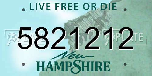 5821212 New Hampshire License Plate