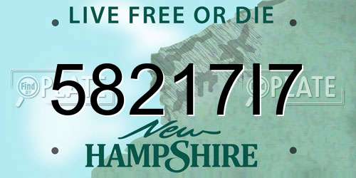 58217I7 New Hampshire License Plate