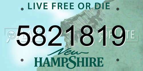 5821819 New Hampshire License Plate