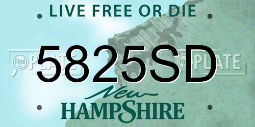 5825SD New Hampshire License Plate