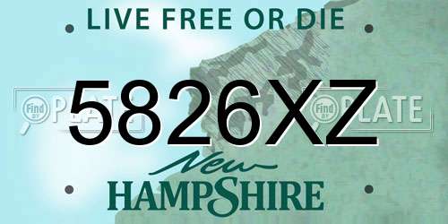 5826XZ New Hampshire License Plate