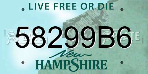 58299B6 New Hampshire License Plate
