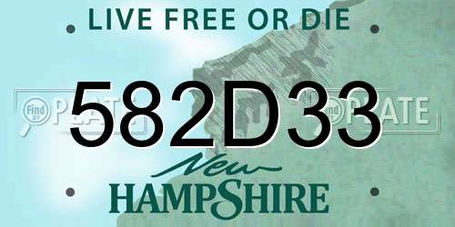 582D33 New Hampshire License Plate