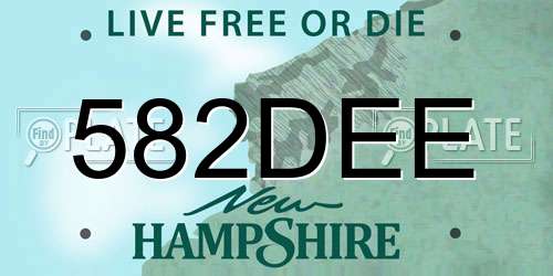 582DEE New Hampshire License Plate