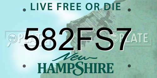 582FS7 New Hampshire License Plate