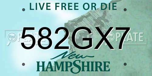 582GX7 New Hampshire License Plate