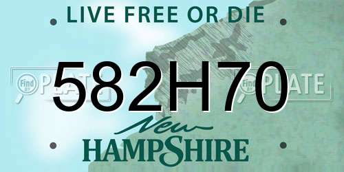 582H70 New Hampshire License Plate