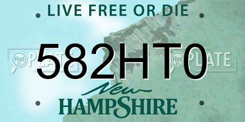 582HT0 New Hampshire License Plate