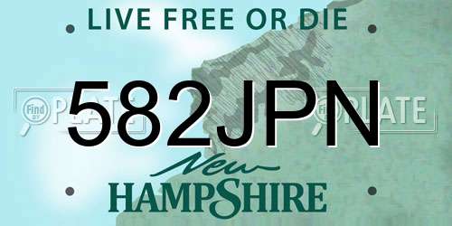 582JPN New Hampshire License Plate