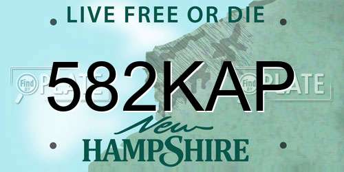 582KAP New Hampshire License Plate