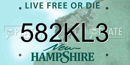 582KL3 New Hampshire License Plate